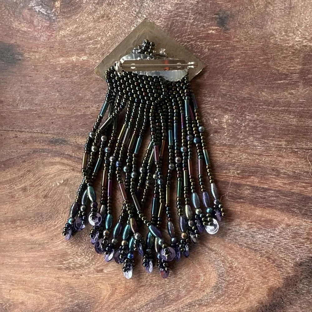 Beaded Pin Brooch‎ Pendant Purple Green